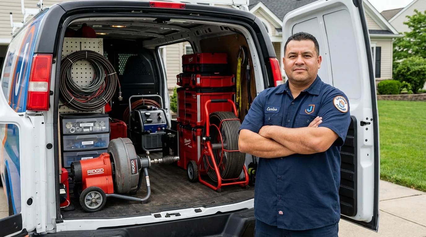 Professional drain cleaning equipment and Johns Plumbing LLC plumber in Buena Park
